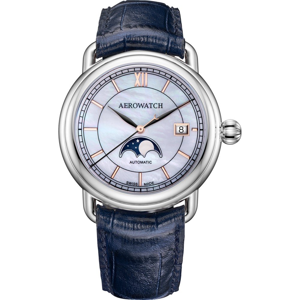 Orologio Aerowatch 1942 77983-AA02-BR-BLEU 1942 Moon phase