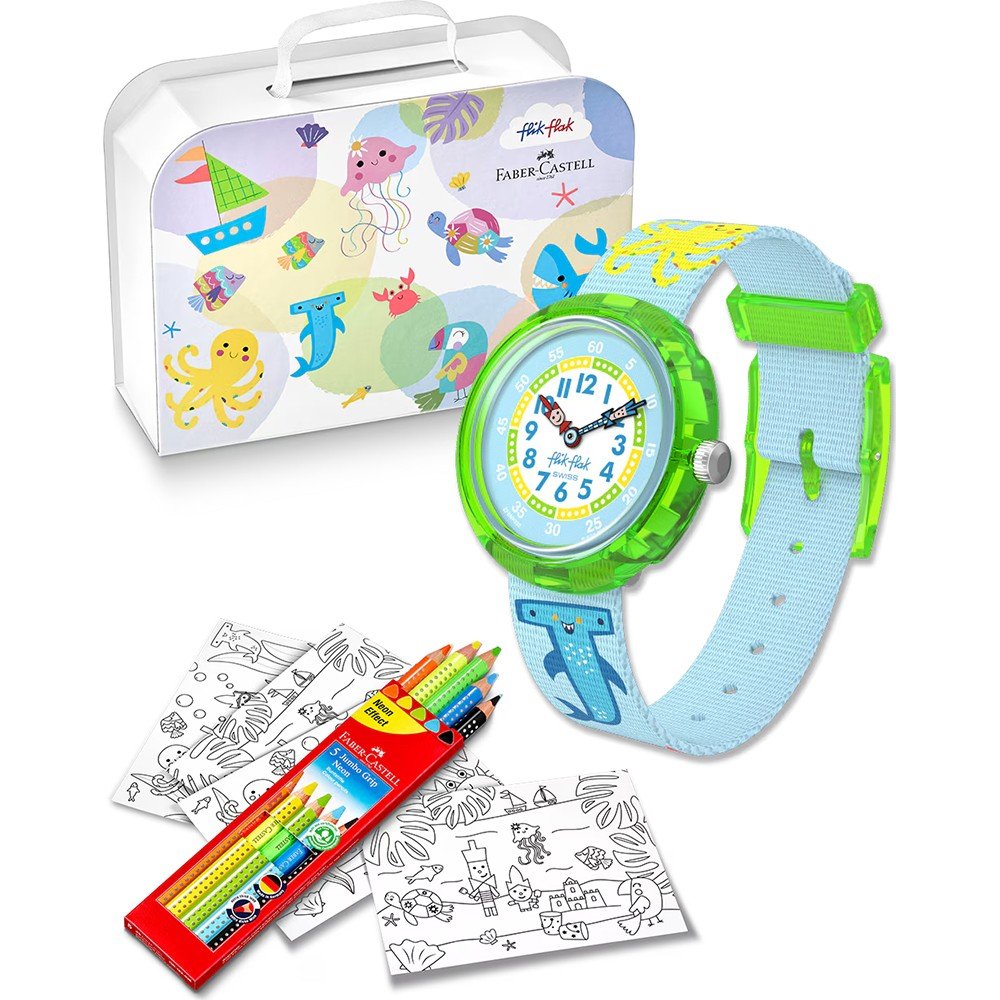 Orologio Flik Flak 3+ Story Time FBNP232 Color in neon