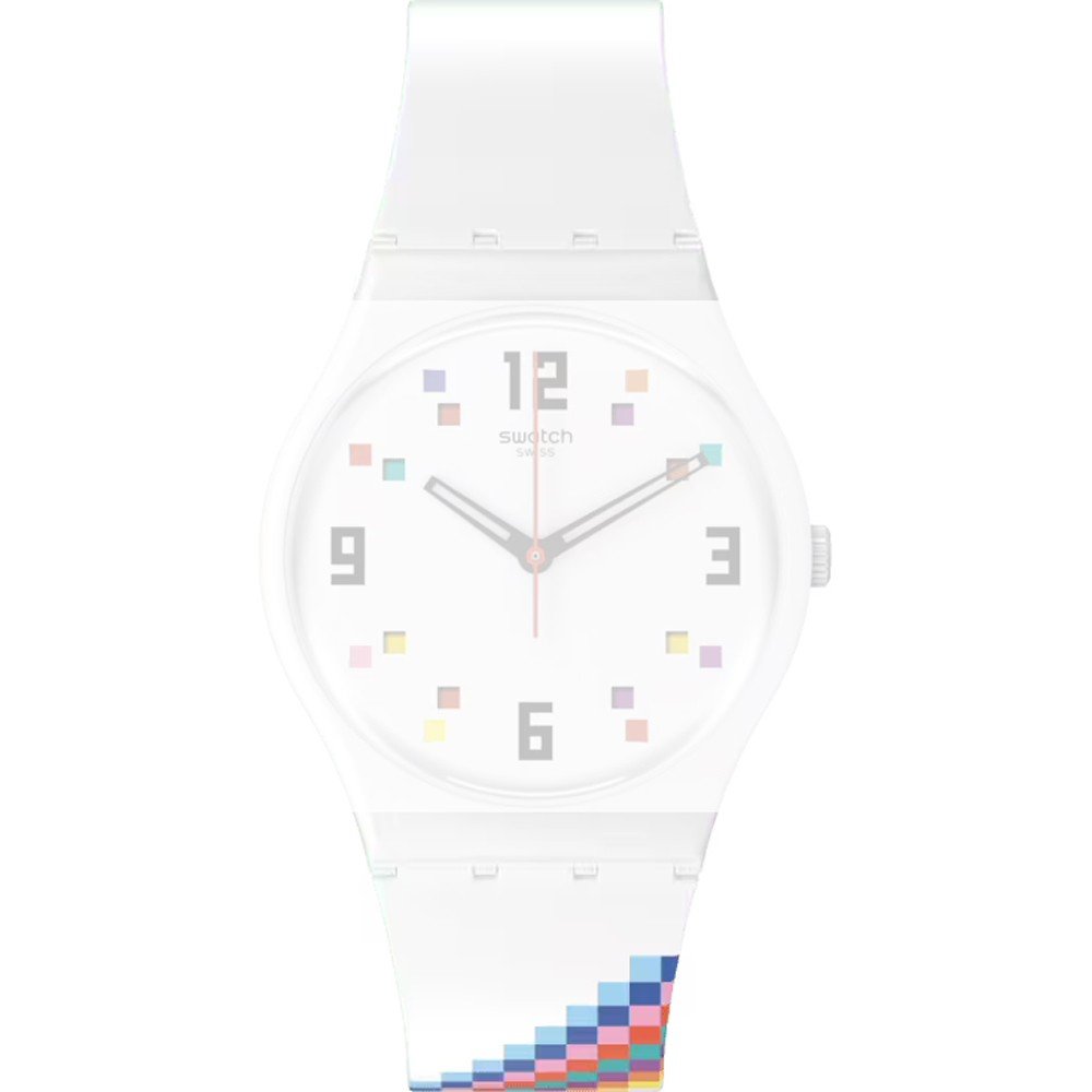 Cinturino Swatch Plastic Originals Medium 34mm Access Solar Musicall Stop G SK SL SR SS ASO28W700 Merry go round Squares Rivenditore ufficiale Orologio