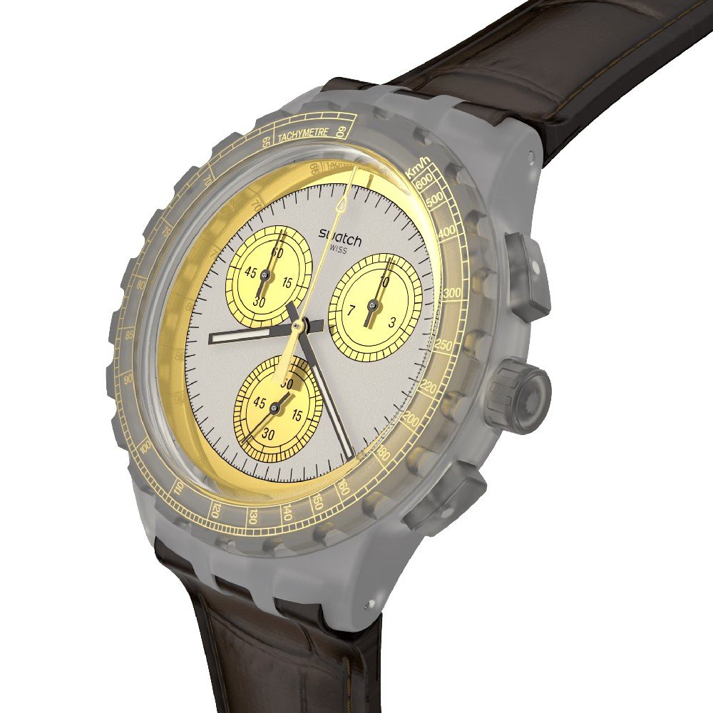 Orologio Swatch New Chrono Plastic SUSM100 Golden Radiance • EAN:  7610522872264 •